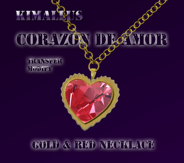 Corazon De Amor necklace gold & red