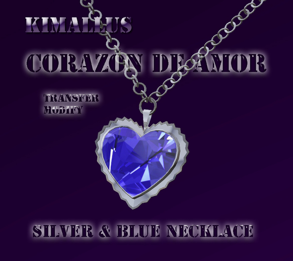 Corazon De Amor necklace silver & blue
