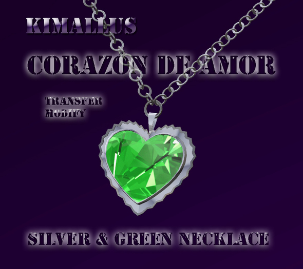 Corazon De Amor necklace silver & green