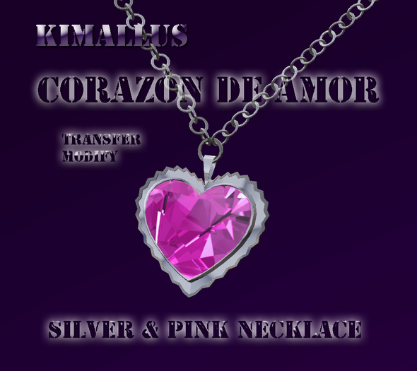 Corazon De Amor necklace silver & pink
