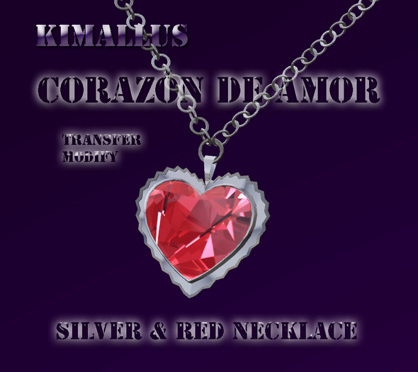 Corazon De Amor necklace silver & red