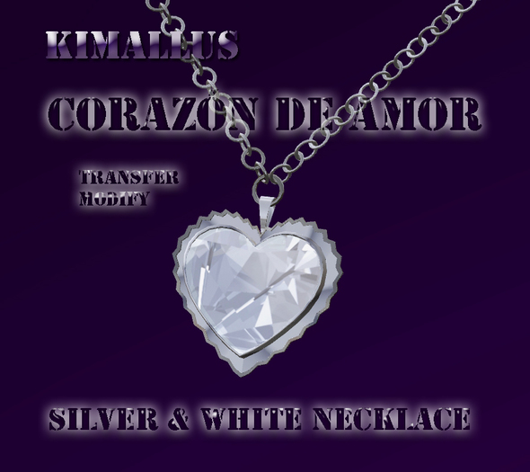 Corazon De Amor necklace silver & white