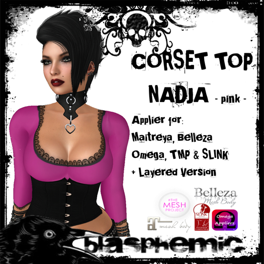 BLASPHEMIC - NADJA CORSET TOP - PINK (boxed)