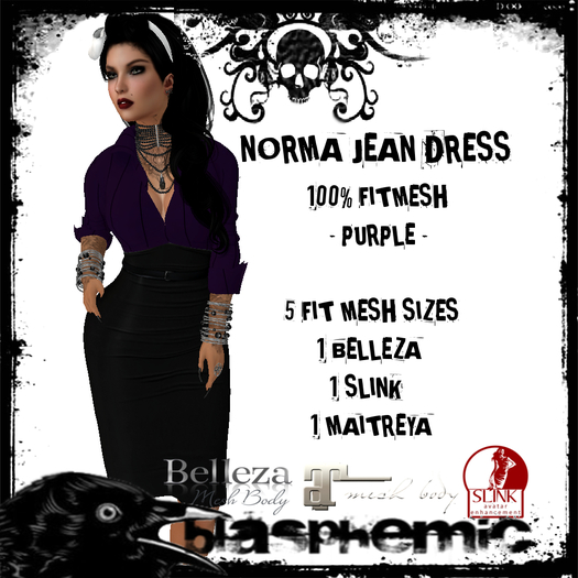 BLASPHEMIC - NORMA JEAN DRESS - PURPLE 