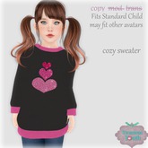 {V*Y} Cozy Sweater - 3 Glitter Hearts