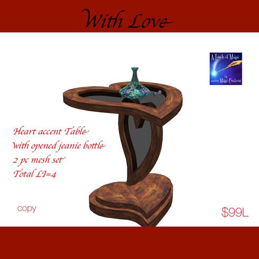 With Love Heart table and bottle(crate)