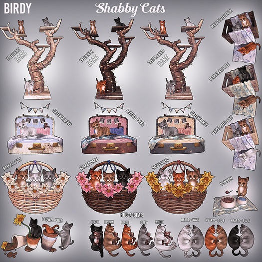 Birdy. Shabby Cats - Tree - Light [box] RARE