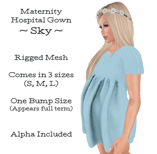 Maternity Hospital Gown - Sky
