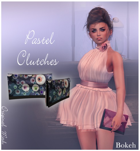 Pastel Clutch "Eye see you" (mesh) - Bokeh