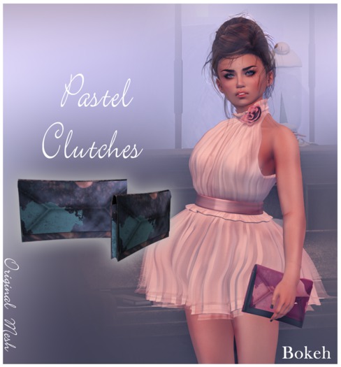 Pastel Clutch "Messy blue" (mesh) - Bokeh