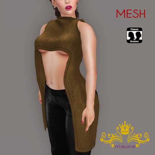 {M.S} Demi Top Side Long Gold :::Mesh:::