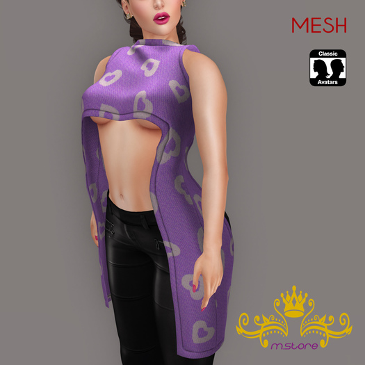 {M.S} Demi Top Side Long Heart  :::Mesh:::