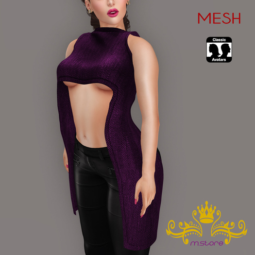 {M.S} Demi Top Side Long Purple :::Mesh:::