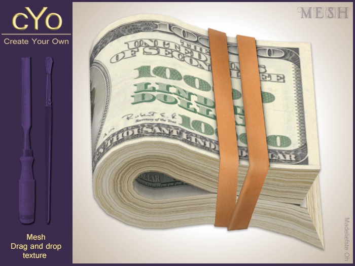 Second Life Marketplace cYo Pack of Linden Dollar Bills wrapped in