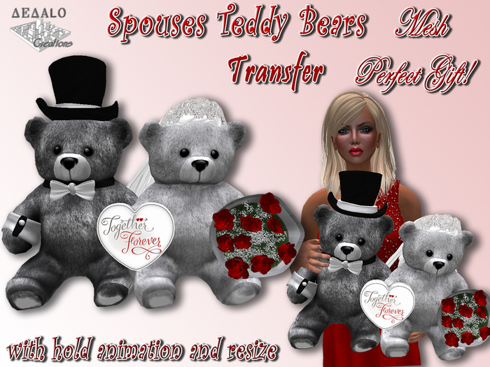 Spouses Teddy Bears - Together Forever! - Romantic Gift -  * Happy Valentine's Day Promo *