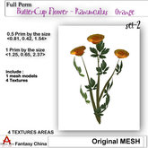 Fantasy China Mesh ButterCup Flower - Ranunculus - Orange s-2  FULL PERM 1 prim