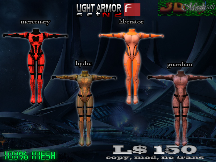 [Light armor female set N2] 4 Full mesh suits