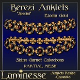 * * OUTLET PRICE * * BEREZI "Special" Elodia Anklets - Red Garnet Black Gold