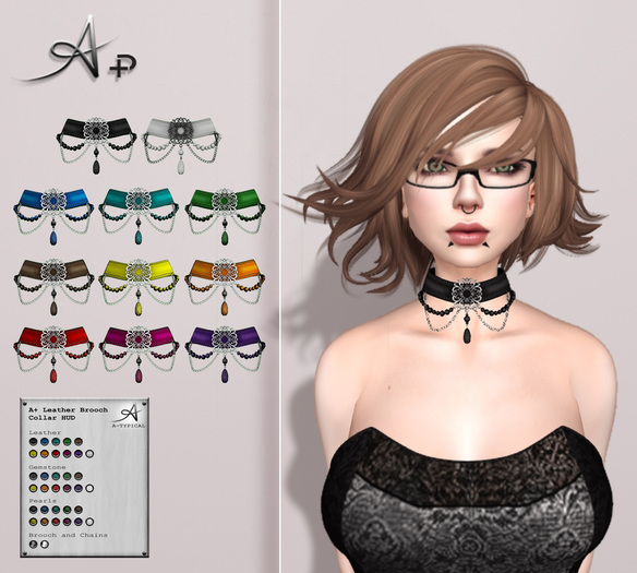 A+ Leather Brooch Collar with HUD
