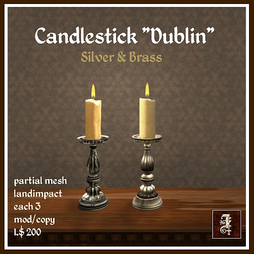 *IOLAIR* Candlesticks "Dublin" Silver & Brass Box