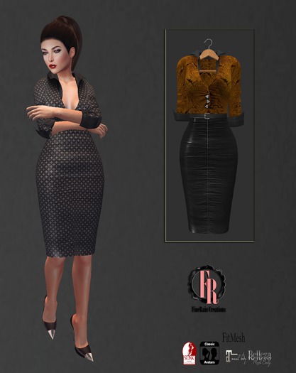 :: FineRain Creations. Pencil Skirt Dress Brown