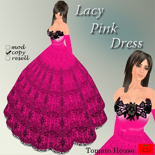 EX131-S(tomato)lacy pink dress