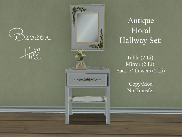 Second Life Marketplace - Beacon Hill - Antique Floral Hallway Set