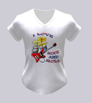 Second Life Marketplace - Men&rsquo;s White Rock and Roll T-Shirt