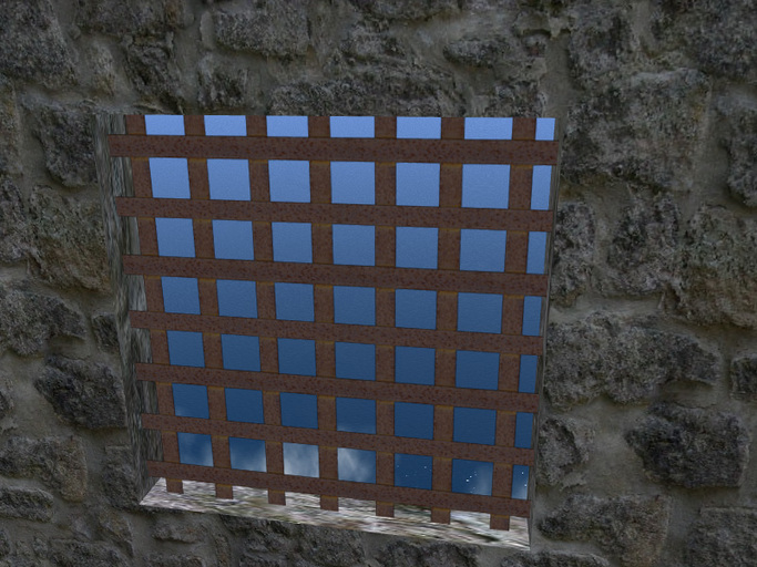 Rusted Medieval Window Grill - Metal Bars with Full Perm Texture Included 6311