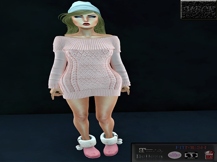 [MECKDESIGN] SHOULDER SWEATER DRESS CORAL