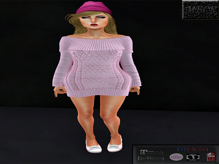 [MECKDESIGN] SHOULDER SWEATER DRESS PINK