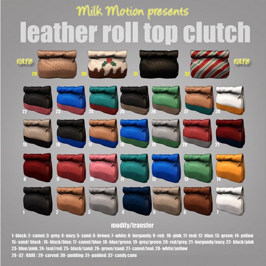 (Milk Motion) leather roll top clutch - black/pink