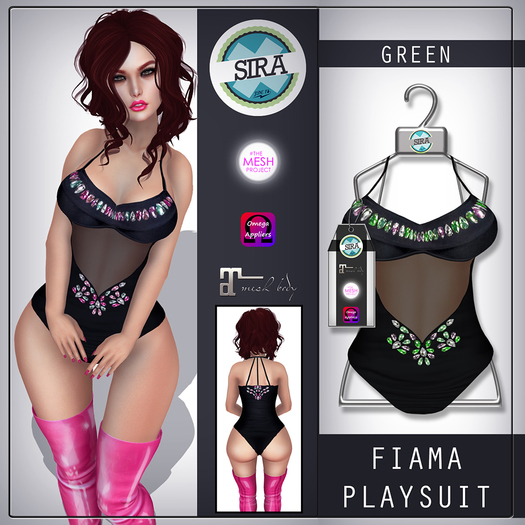 SIRA - [Mesh Body] Fiama Playsuit - Green