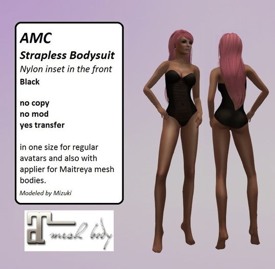 Amanda Strapless Bodysuit Black
