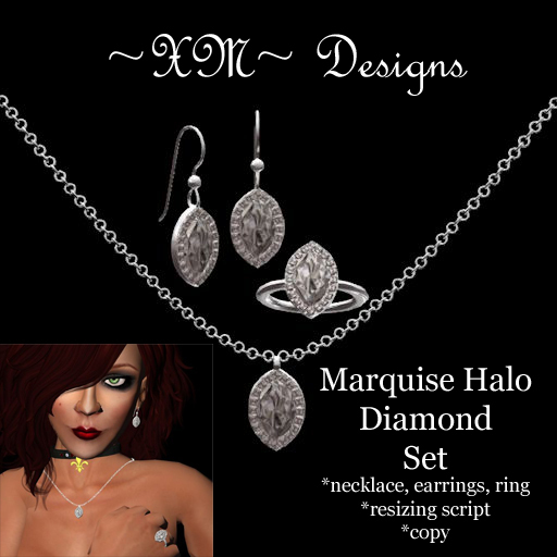 ~XM~ Marquise Halo Diamond Set