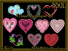 I Heart Applique #1 Embellishment or Trim Textures Full Perms 