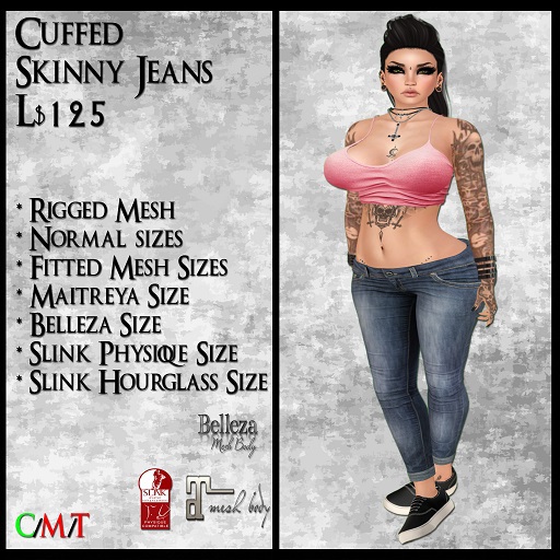 .::SS::. Cuffed Skinny Jeans Blue