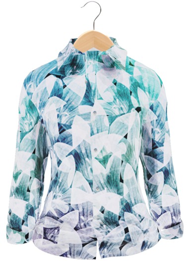 =Wing K= Light Blue flower Shirt