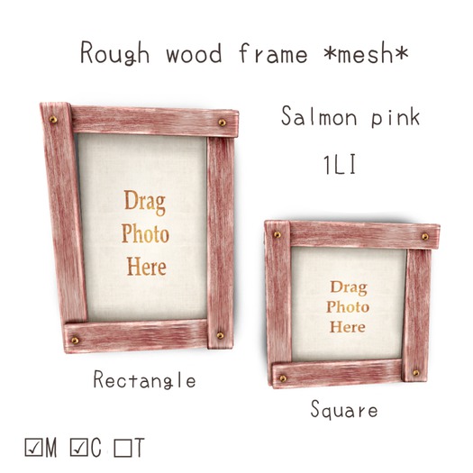 [M*G*S] Rough Wood Frame *Salmon pink* set