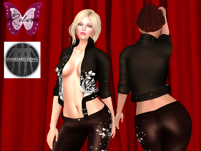 Ƹ̵̡Ӝ̵̨̄Ʒ Leather Jacket Color: Mocha with Front Flowers, rigged mesh, standard sizes, fits my Maitreya always try a Demo