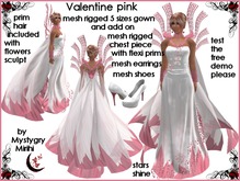 Valentine mesh gown white pink with strawberry color prims hair , ideal for valentine's day or formal occasion , wedding