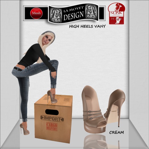~LM~Mesh High Heels Vany - Cream