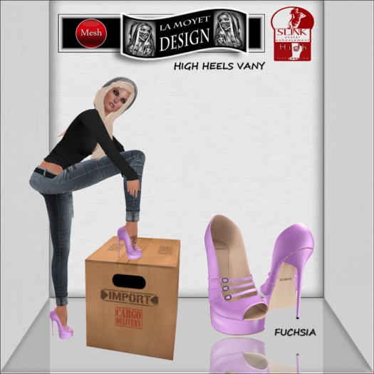 ~LM~Mesh High Heels Vany - Fuchsia