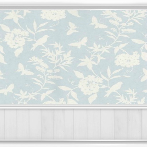 Blue Flower & Bird Wallpaper