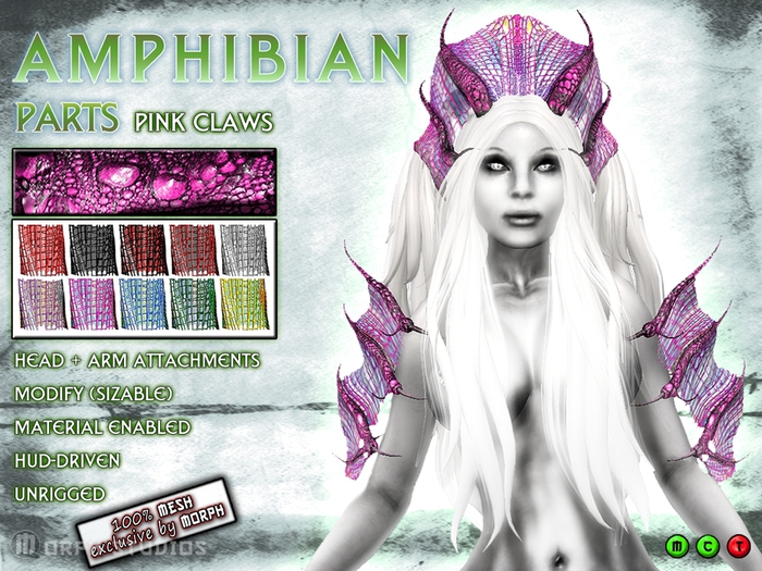 0o MORPH Amphibian parts: PINK skin (10 color  variations / HUD driven)