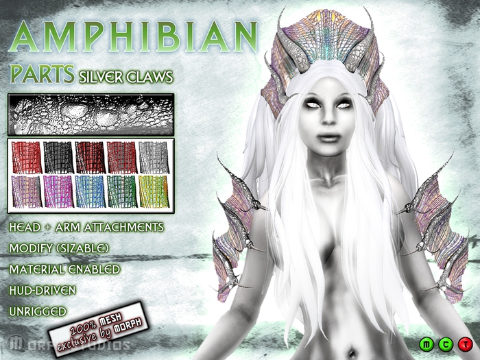 0o MORPH Amphibian parts: SILVER skin (10 color variations / HUD driven)