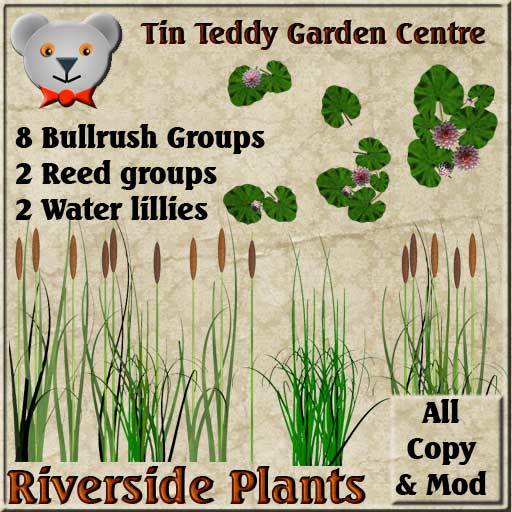 Tin Teddy Riverside Plants - Bullrushes, Waterlilies & Reeds