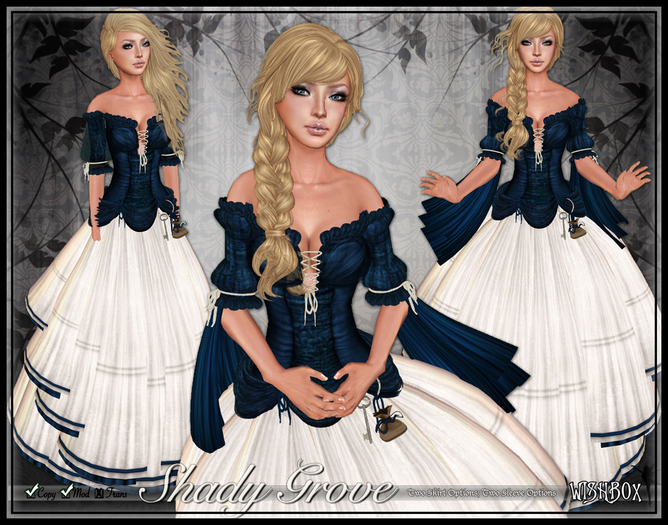 [Wishbox] Shady Grove (Royal Blue) - Role Play Gown with Modesty Options. Omega Appliers: Maitreya Lara SLink Belleza