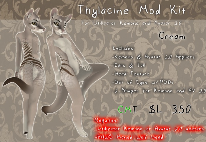 . : Chimera : . Thylacine Mod _ Cream