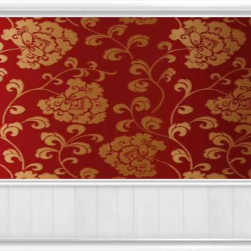 Red & Gold Print Wallpaper